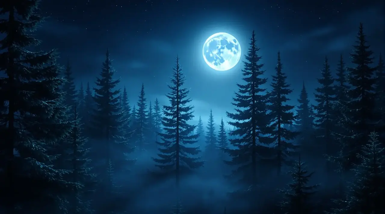 九七影视 月夜杉林主题背景